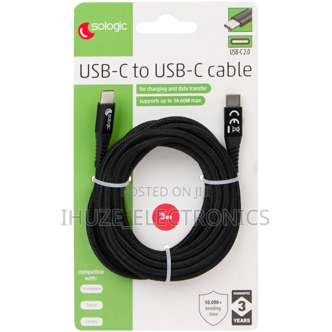 60watt Usb-C to Usb-C Charging/Data Braided Cable (3meters Long)