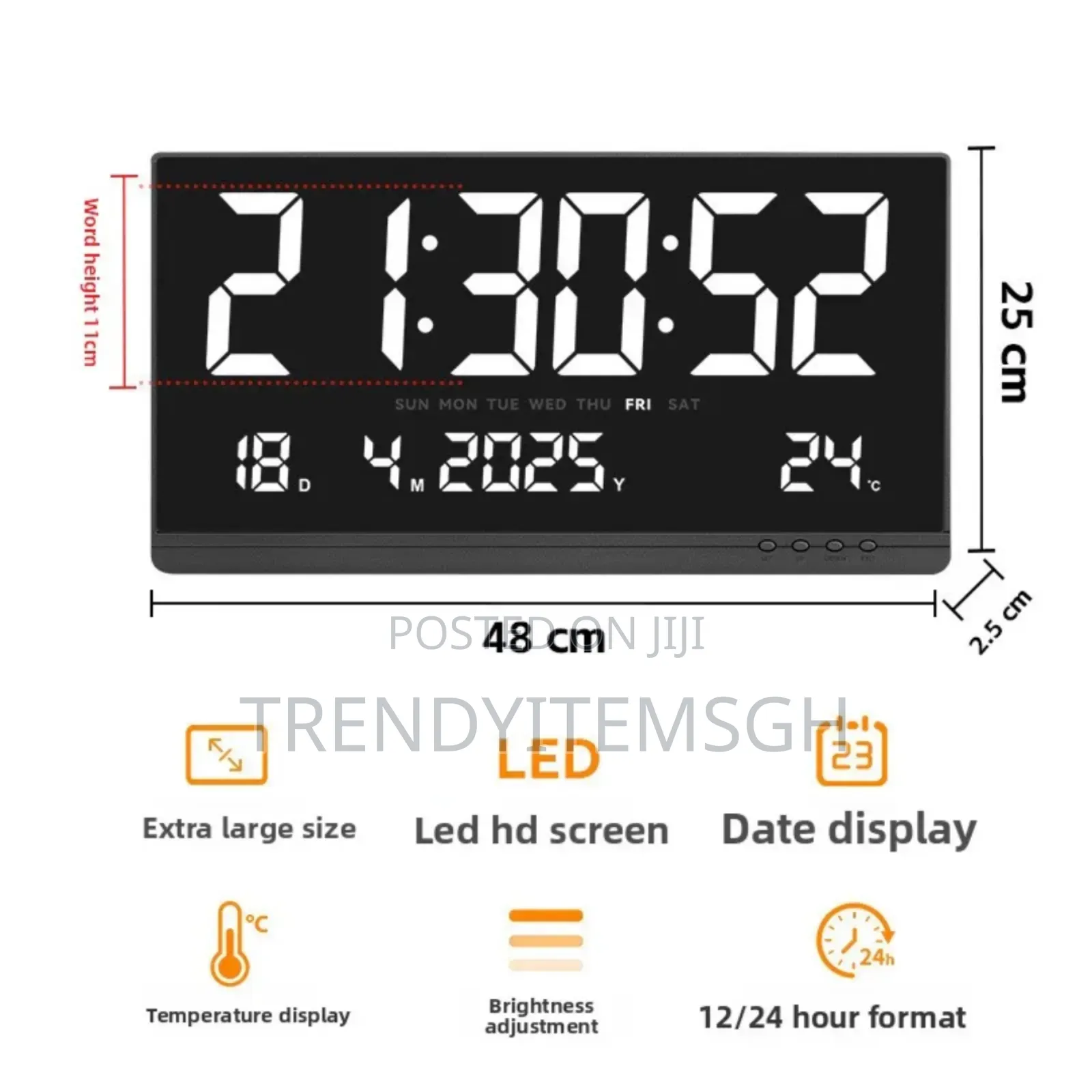 Super Large Screen Led Display Wall Mounted Digital Clock