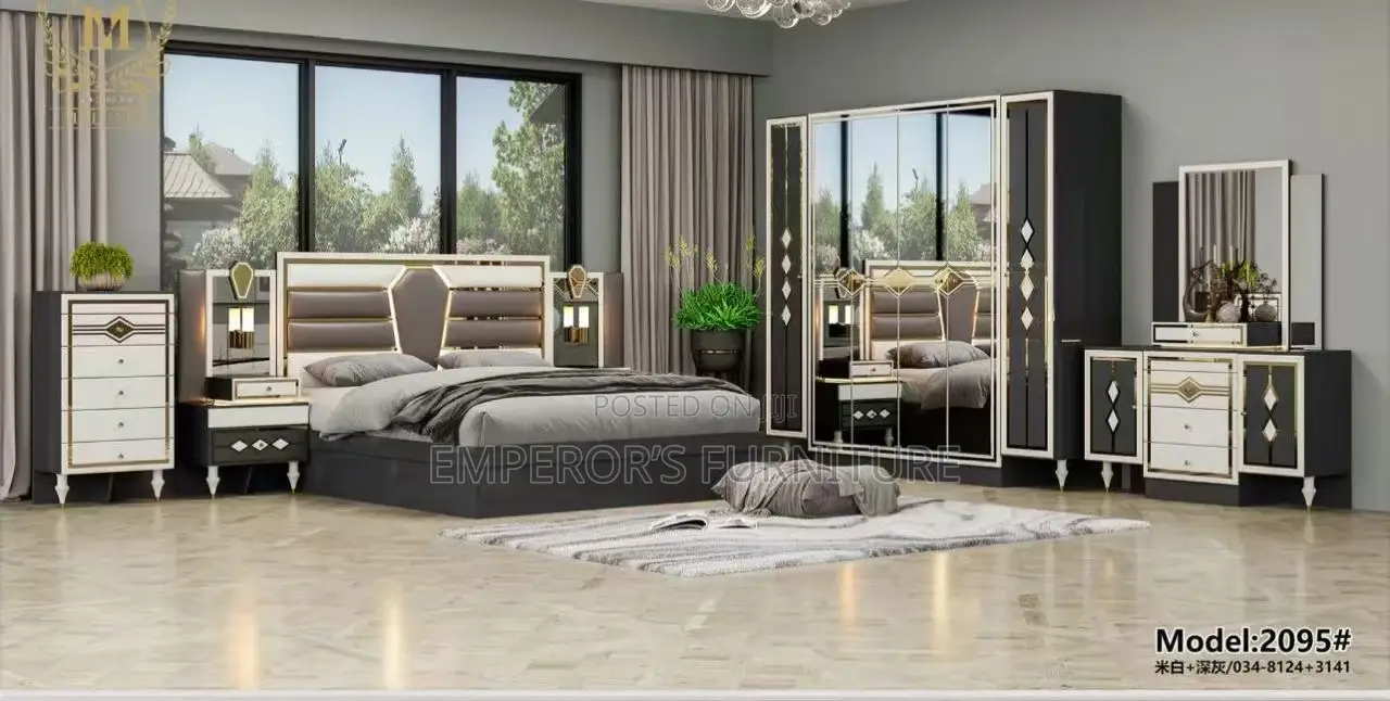 Classy Gray Bedroom Set With Lighting System
