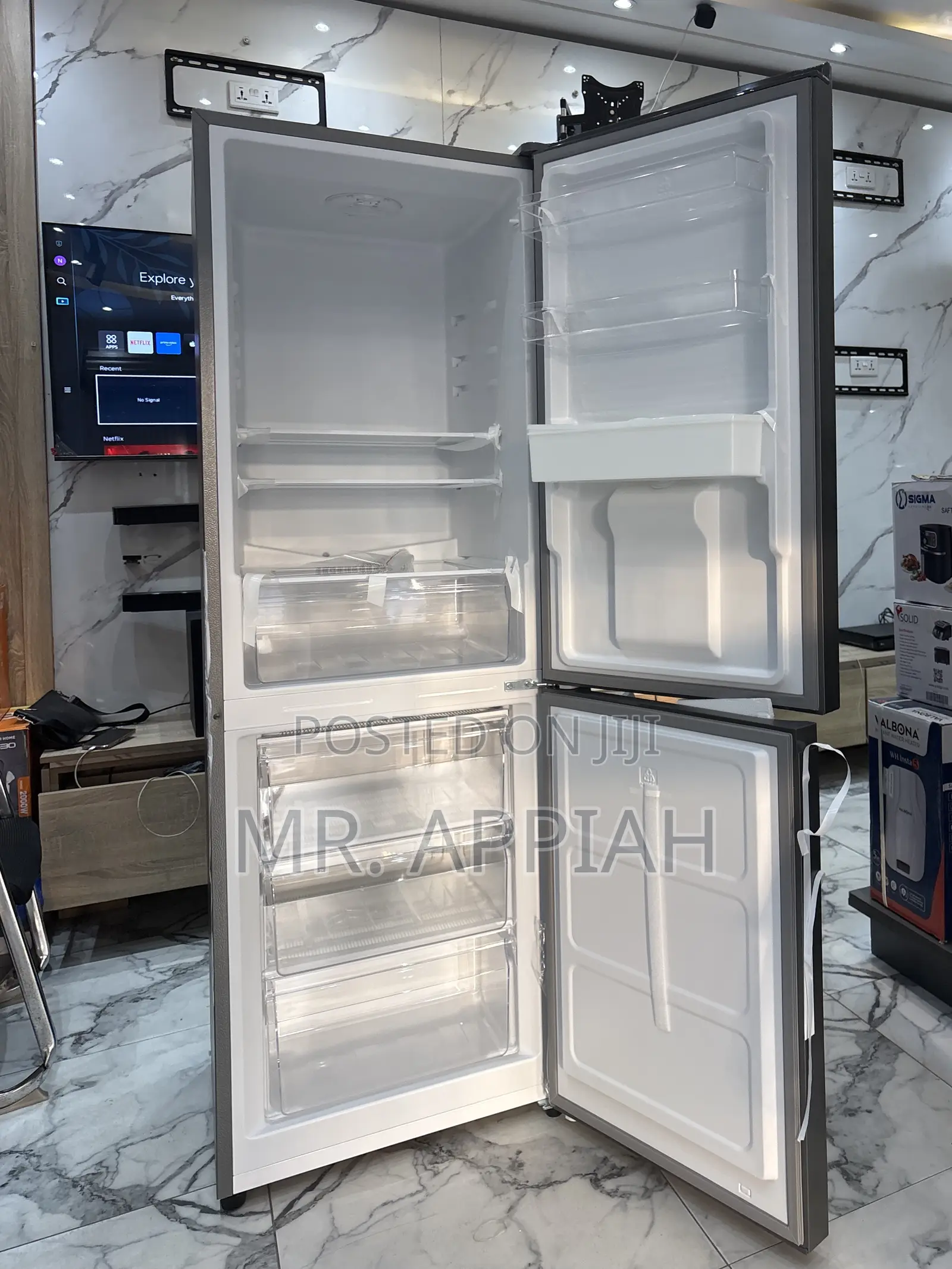 Energy Efficient Zara-40bfwd Bottom Mount Freezer Fridge(Gray) 