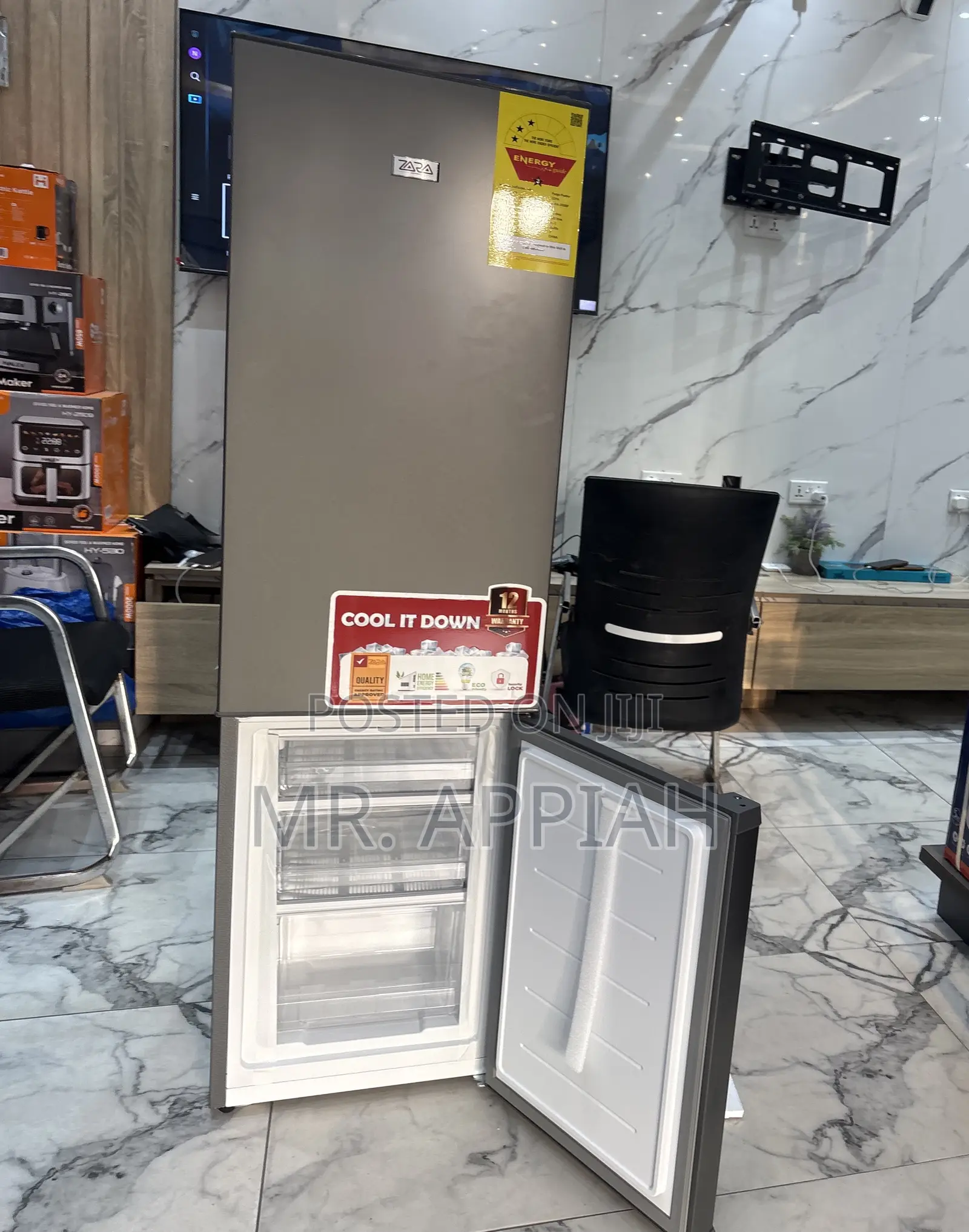 Energy Saving Zara-260bf Bottom Mount Freezer Fridge 