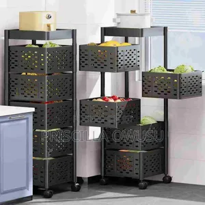 5 Tier Square Metallic Trolley