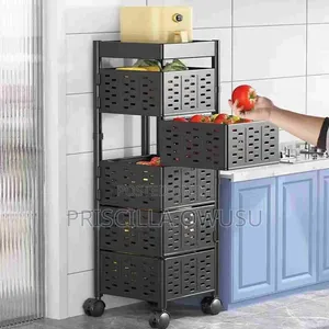 5 Tier Square Metallic Trolley
