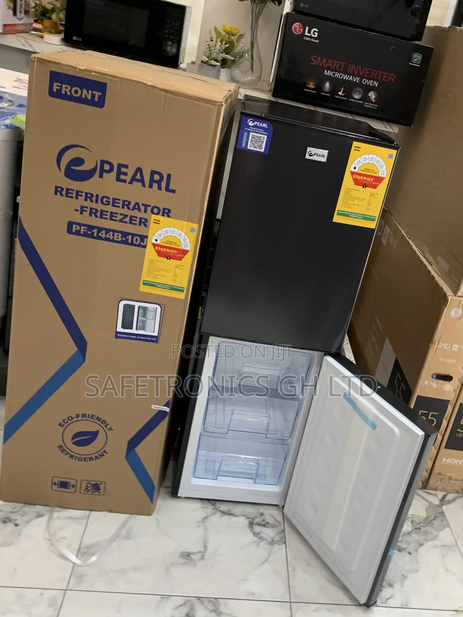 Just Purchase 2 Doors Grey Pearl Pf-144 Top Mount Fridge