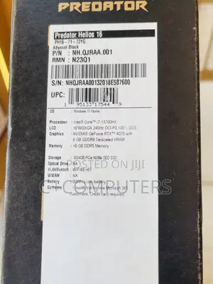 New Laptop Acer Predator Helios 16 16GB Intel Core I7 SSD 1T
