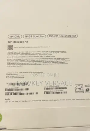 New Laptop Apple MacBook Air 2025 M4 13-Inch 16GB Apple M4 SSD 256GB