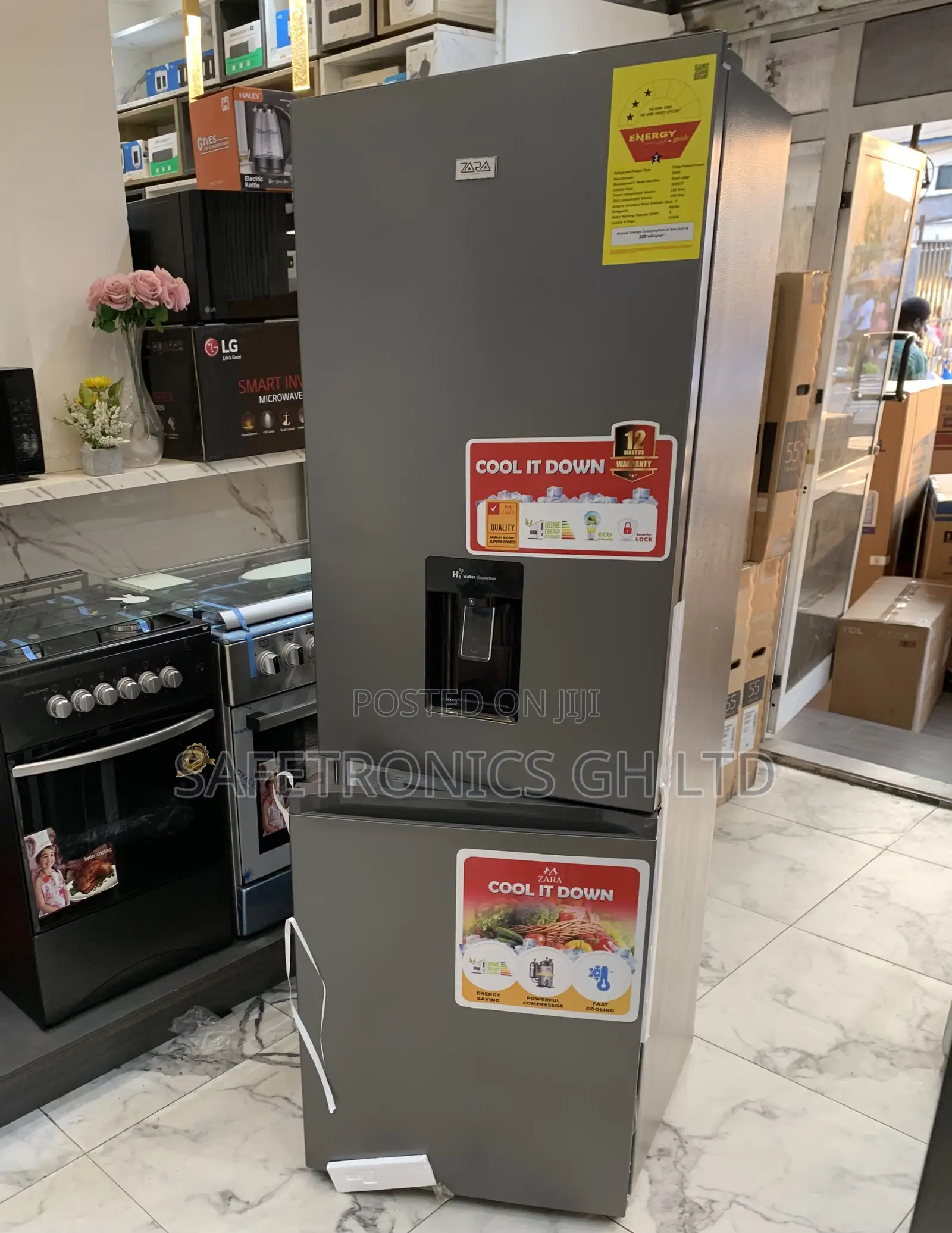 Recessive Bottom Mount 300l 2 Doors Dispenser Zara-40bfwd Grey Fridge