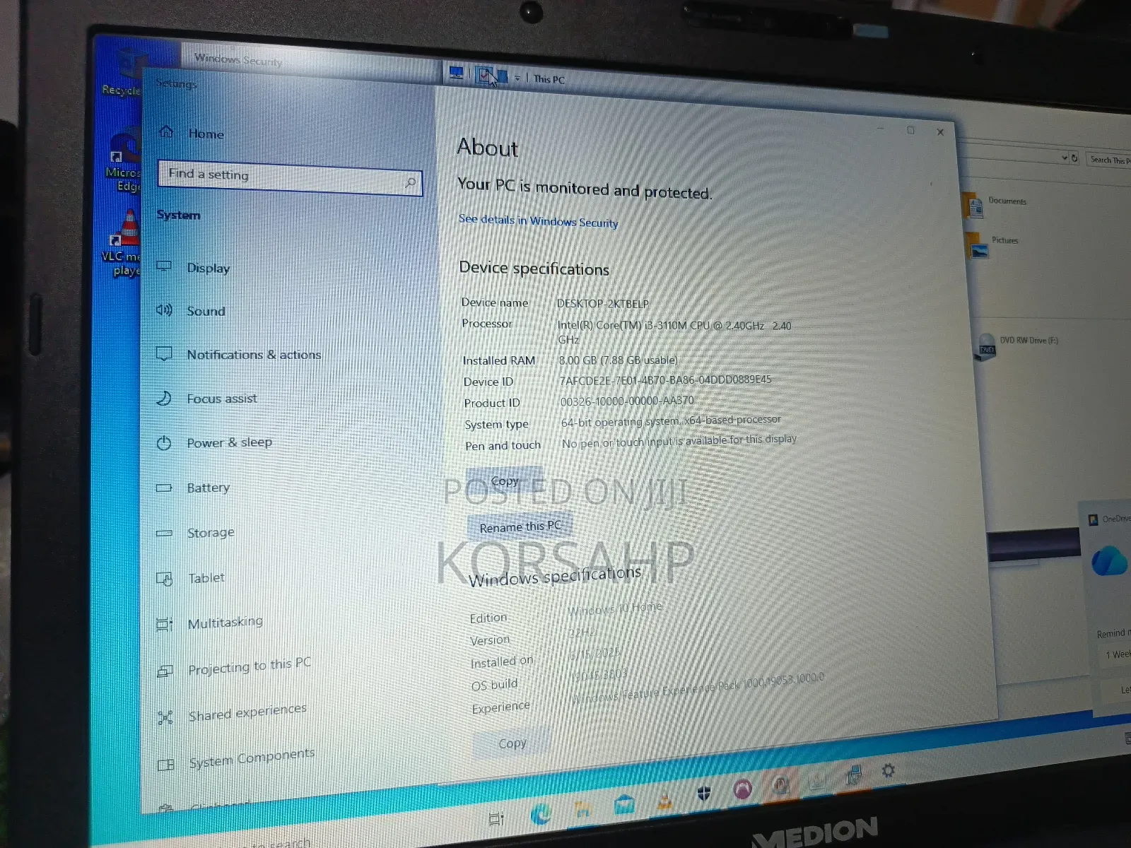 Laptop Medion 8GB Intel Core I3 HDD 1T