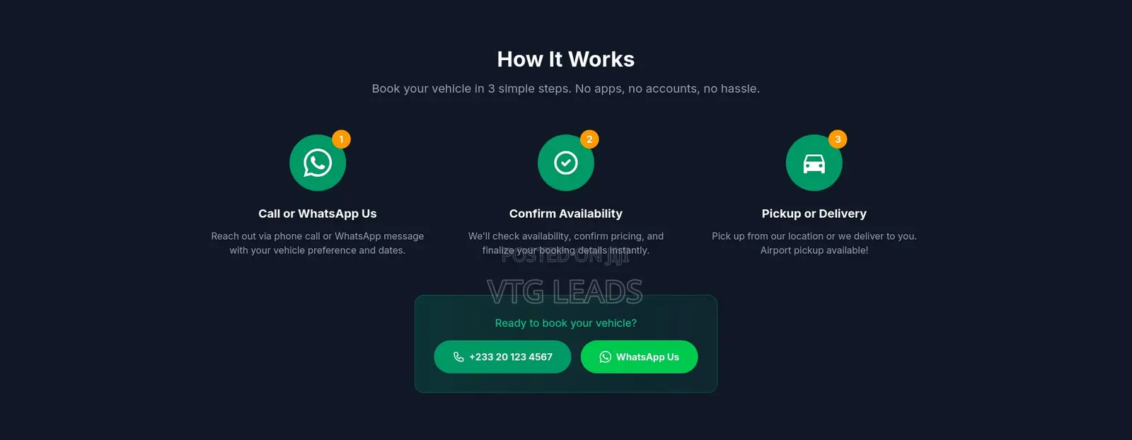 Modern Car Rental Website – Call and Whatsapp Booking (Ready to Use)
