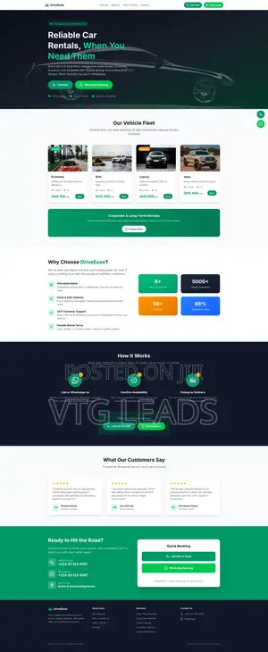 Modern Car Rental Website – Call and Whatsapp Booking (Ready to Use)