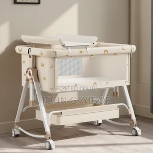 Modern Baby Bedside Crib /Bed With Mosquito Net And Changing Table