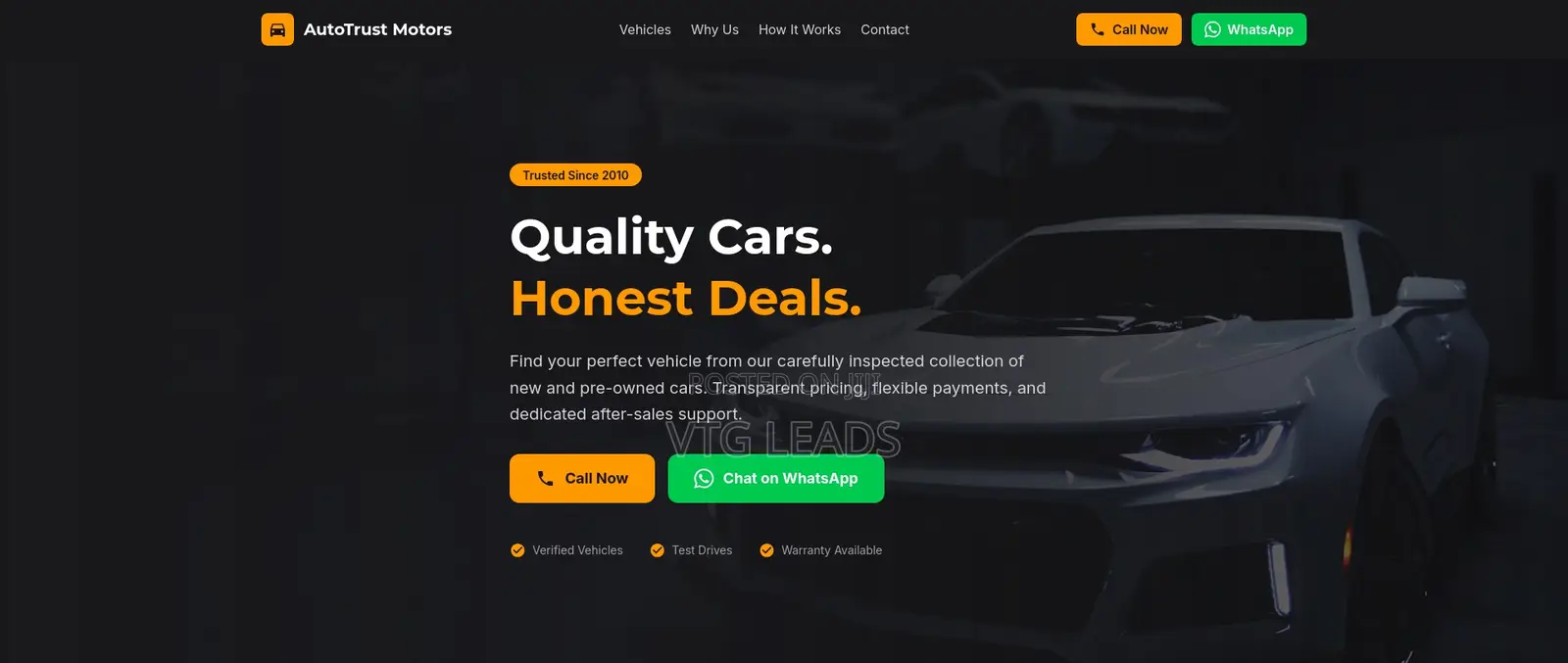 Ready-to-Use Car Dealership Website (Whatsapp and Phone Leads)