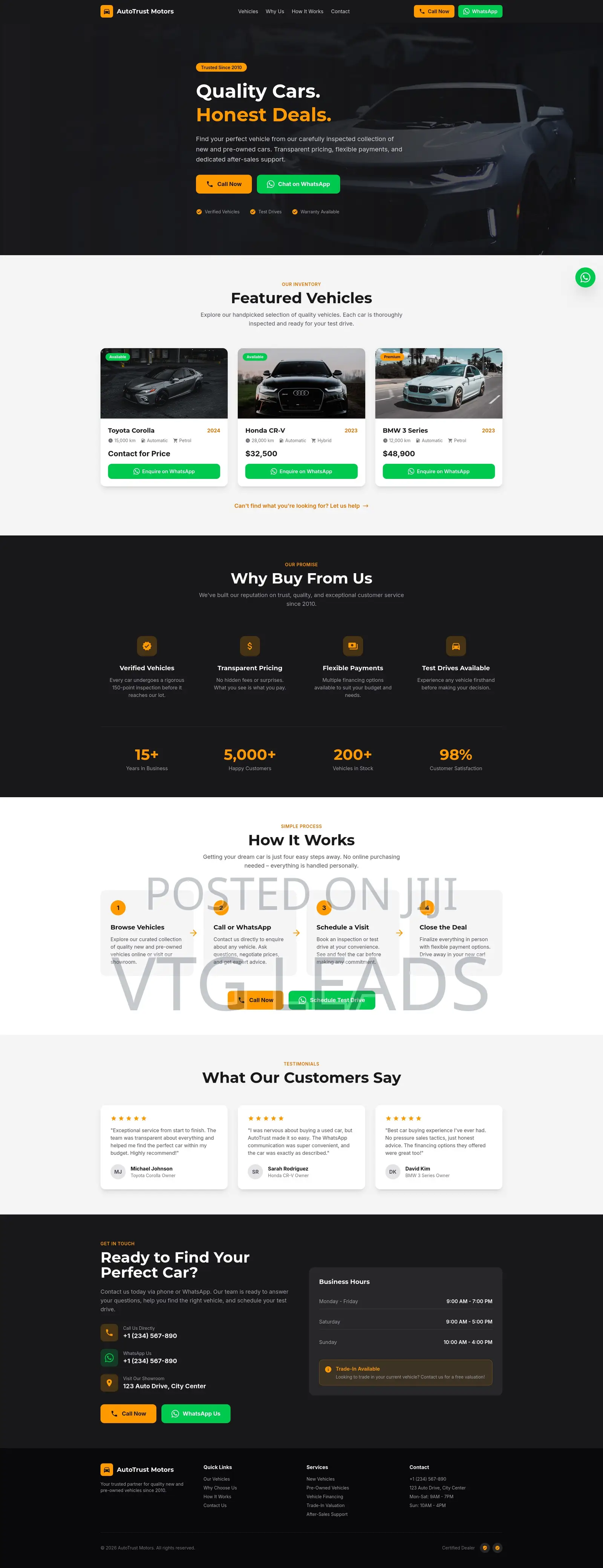 Ready-to-Use Car Dealership Website (Whatsapp and Phone Leads)