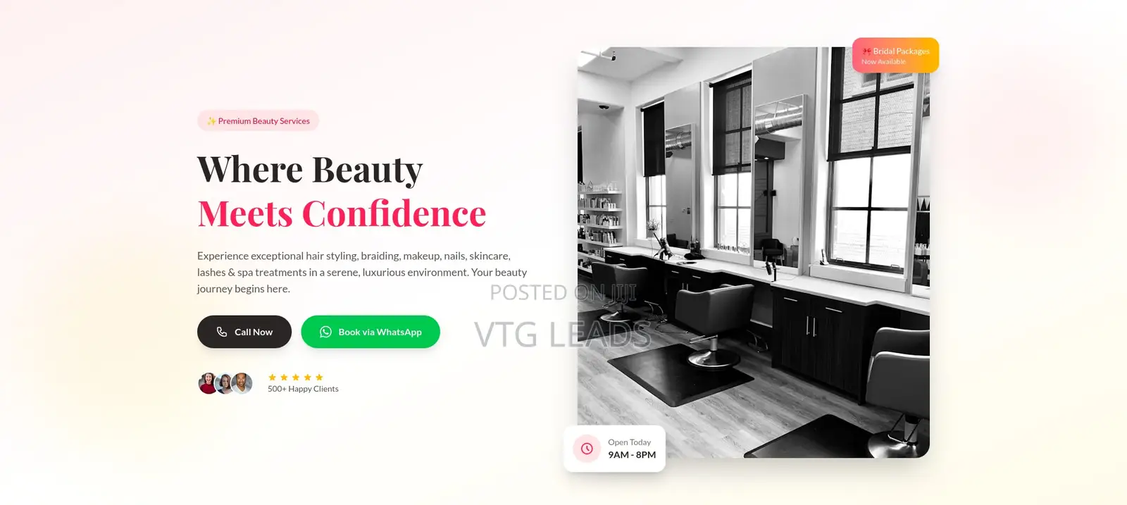 Ready-Made Beauty Salon Website - Affordable and Mobile Friendly