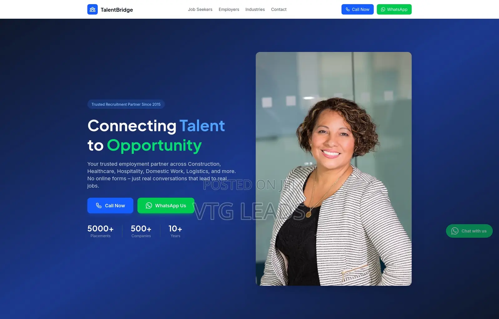 Professional Staffing Agency Website (Instant Enquiries)