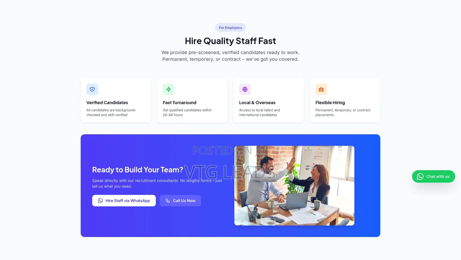 Professional Staffing Agency Website (Instant Enquiries)
