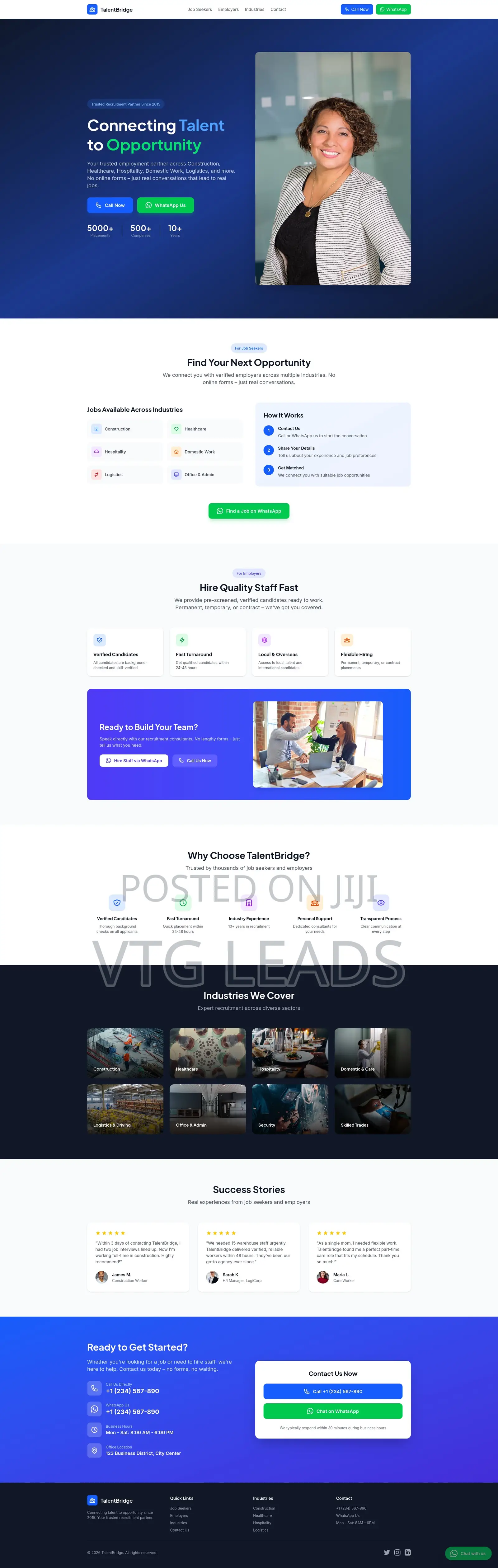 Professional Staffing Agency Website (Instant Enquiries)