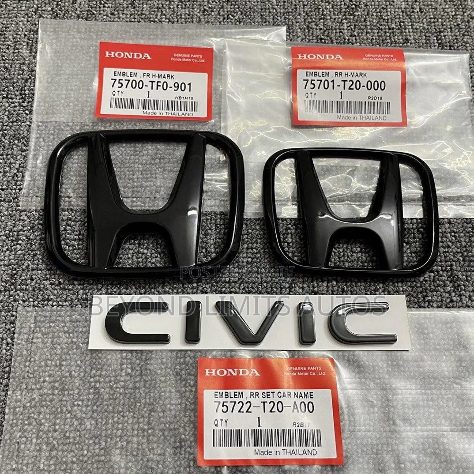 Honda Civic Logo/ Crown and Civic Writing Black