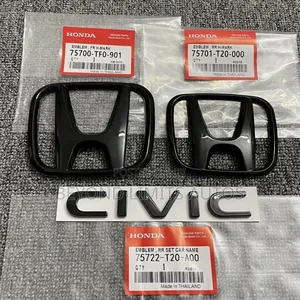 Honda Civic Logo/ Crown and Civic Writing Black