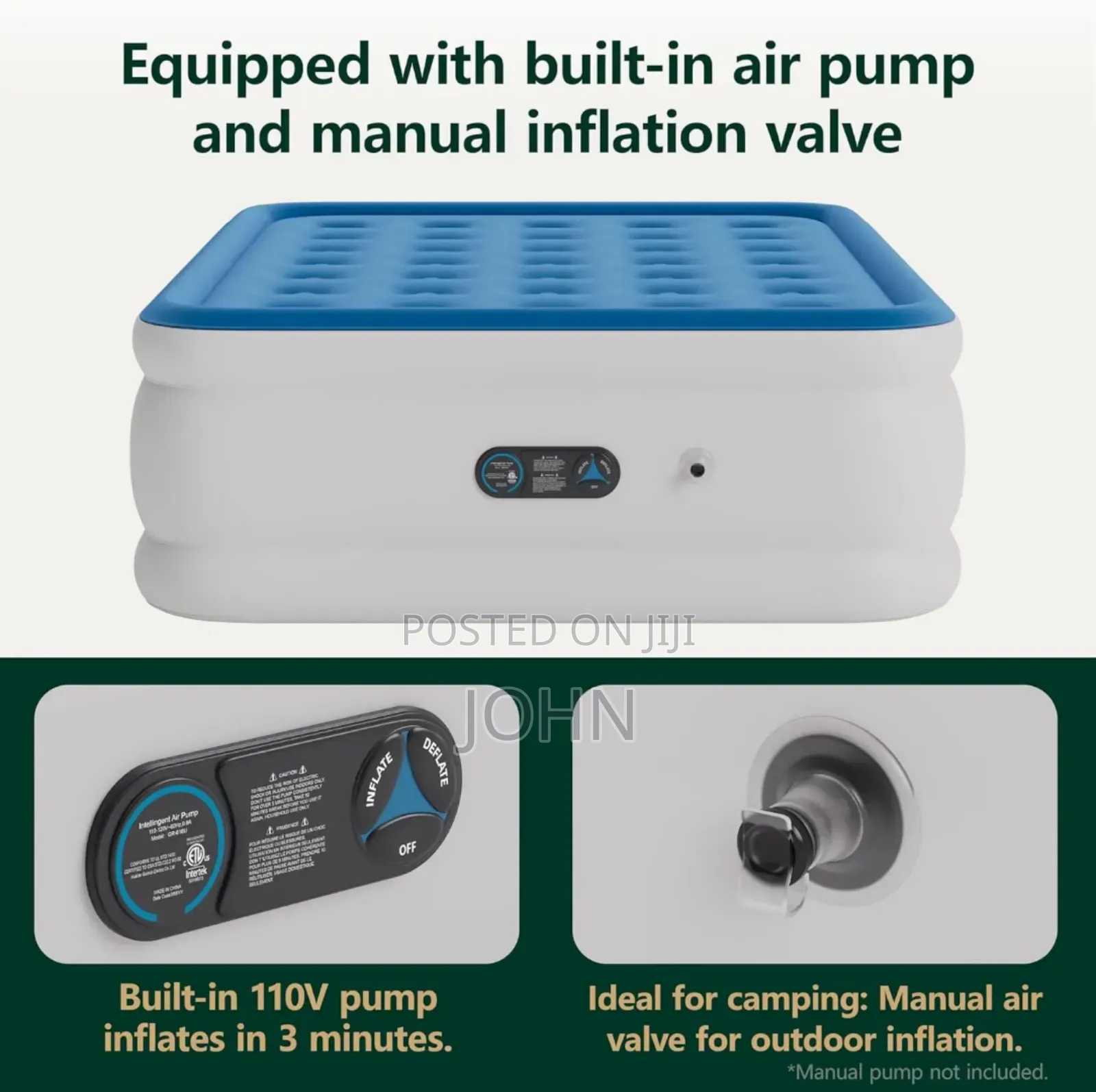 Inflatable Bed With Automatic Pump