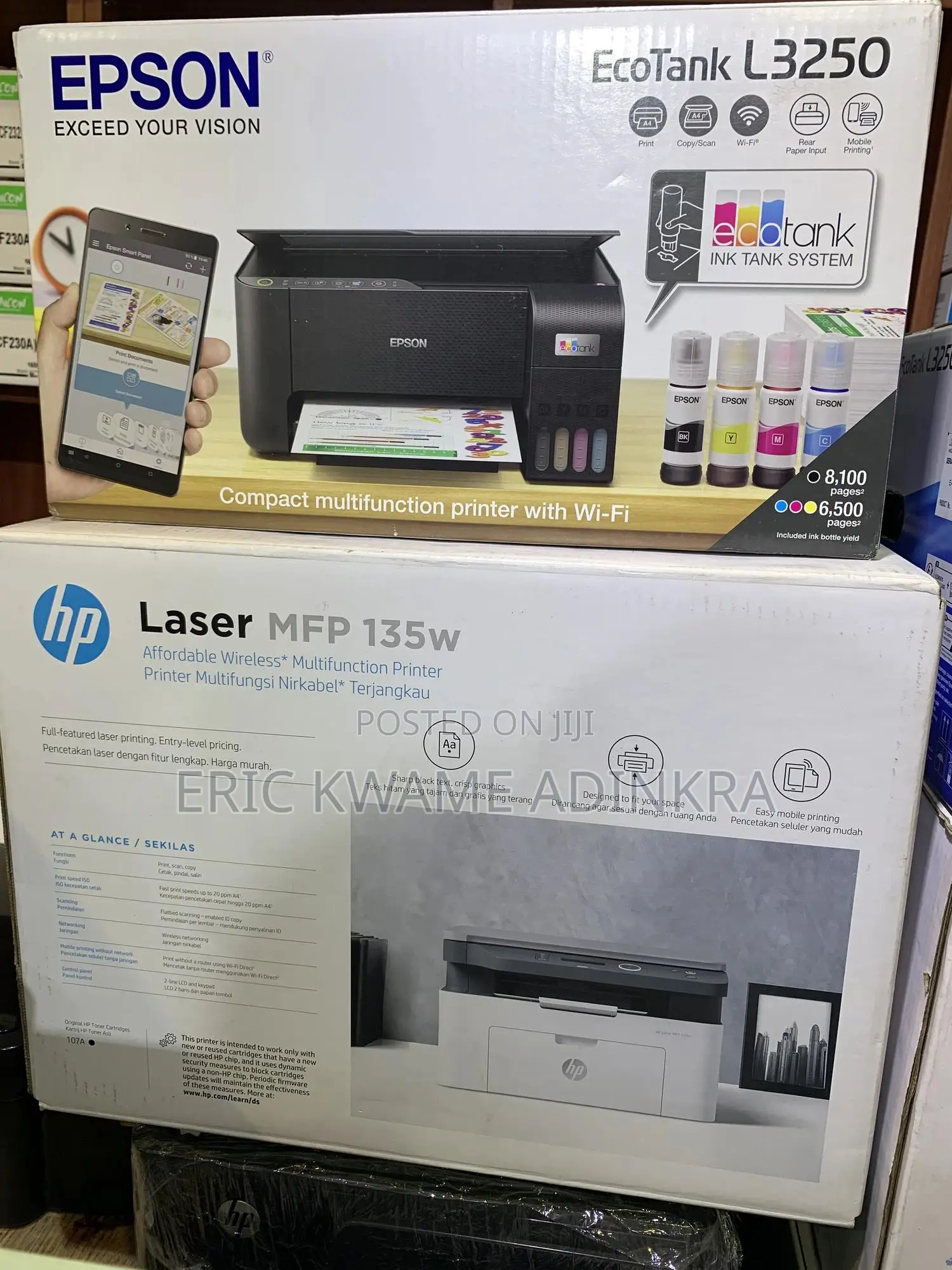 Epson Ecotank L3250 and Hp Laserjet MFP 135w