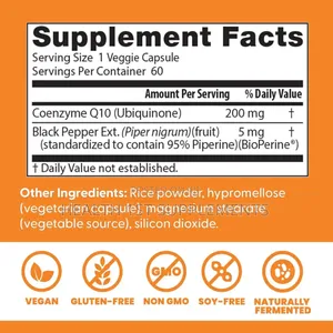 Coq10, 200mg, Heart and Brain Health (200mg Per Softgel) 60 Softgels