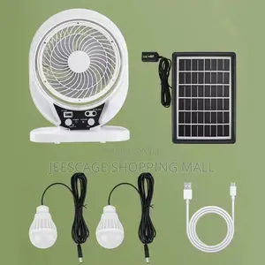 Rechargeable Solar Camping Fan With Led Lamp Pane
