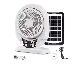 Rechargeable Solar Camping Fan With Led Lamp Pane