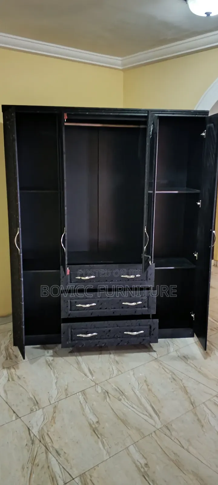 Black 4 Doors Wardrobe
