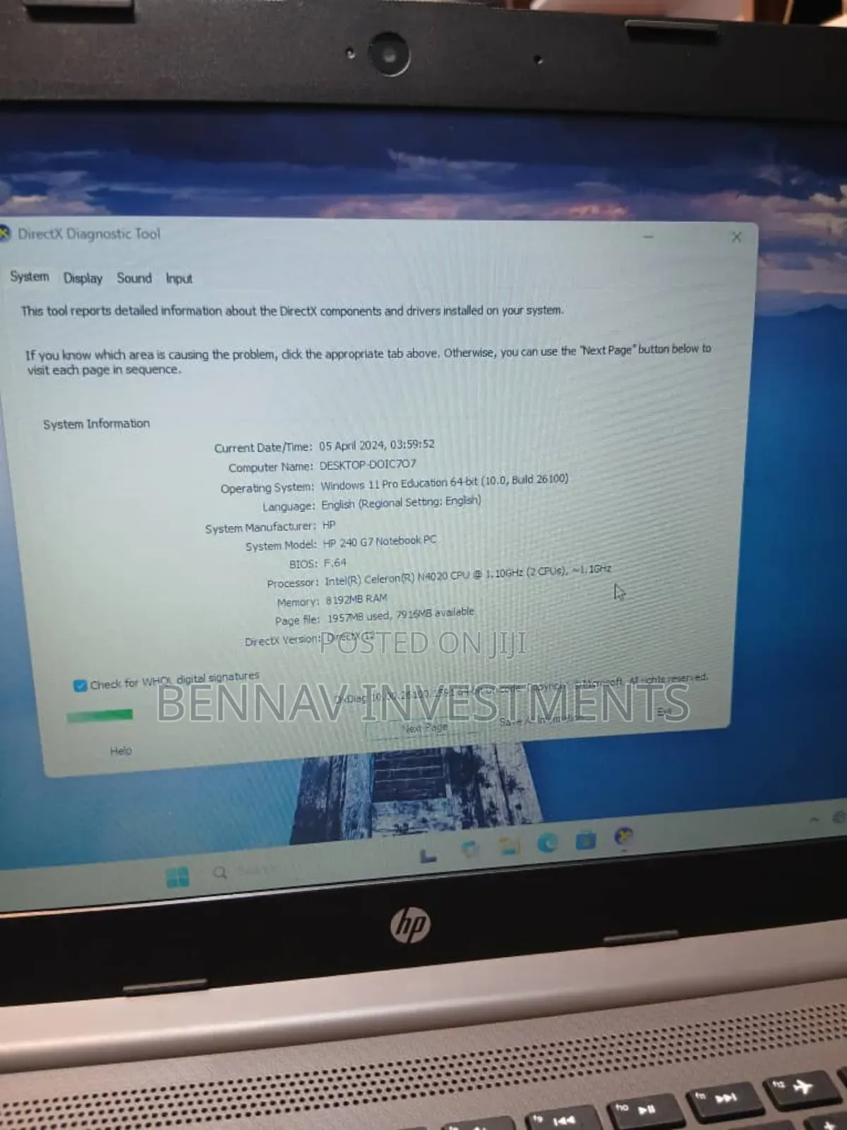 Laptop HP 240 G7 8GB Intel Celeron SSD 128GB