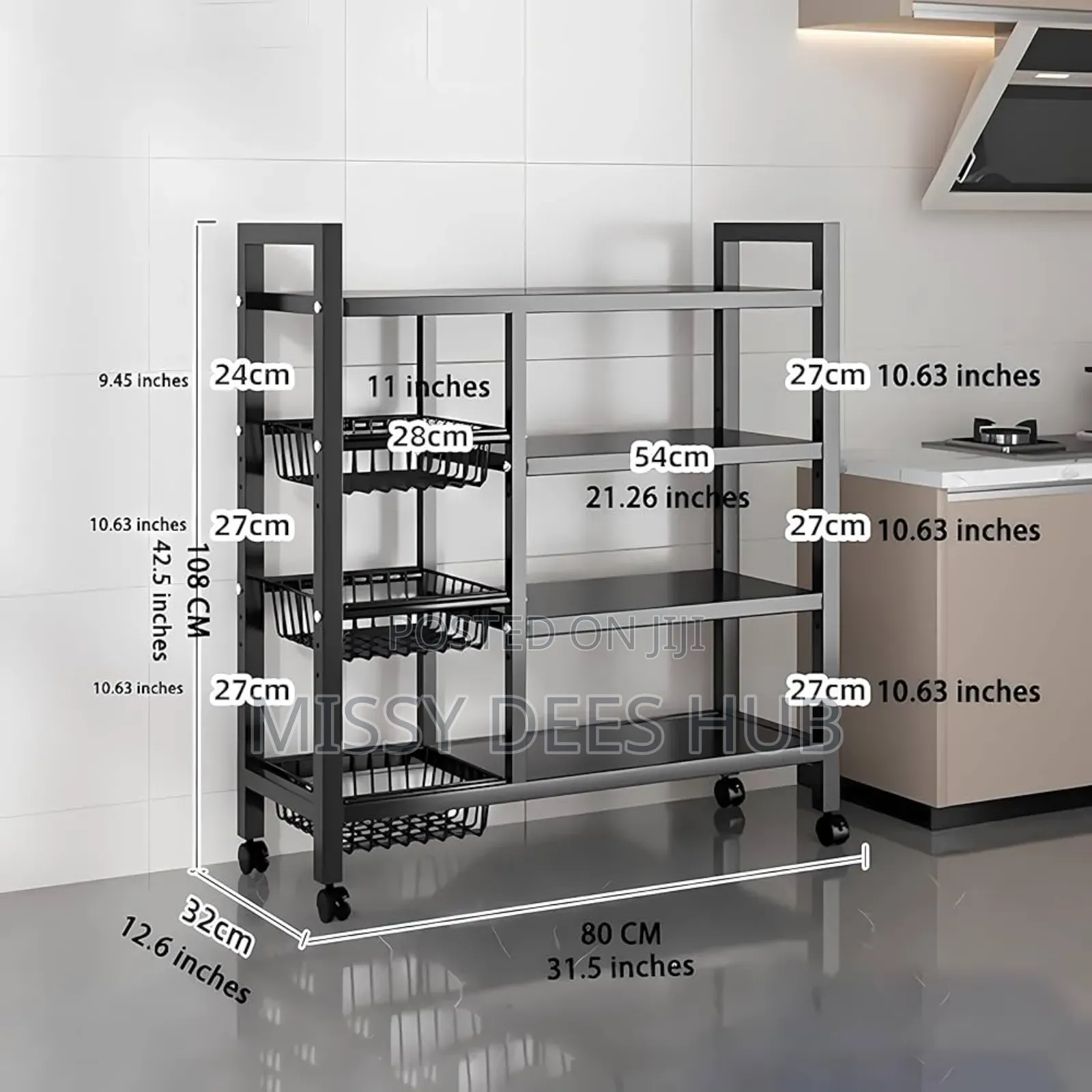 4 Tier Storage Rack With 4 Baskets