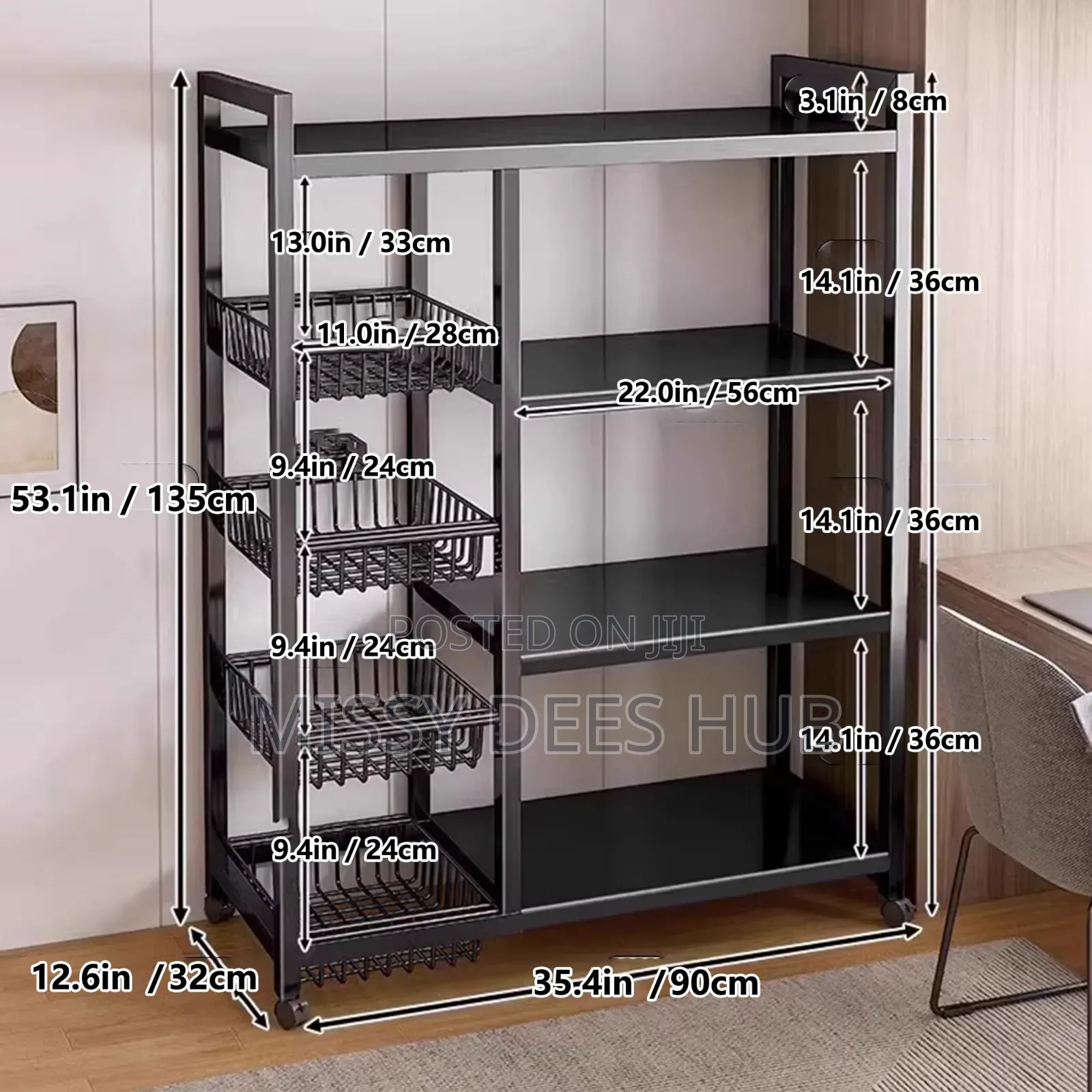 4 Tier Storage Rack With 4 Baskets