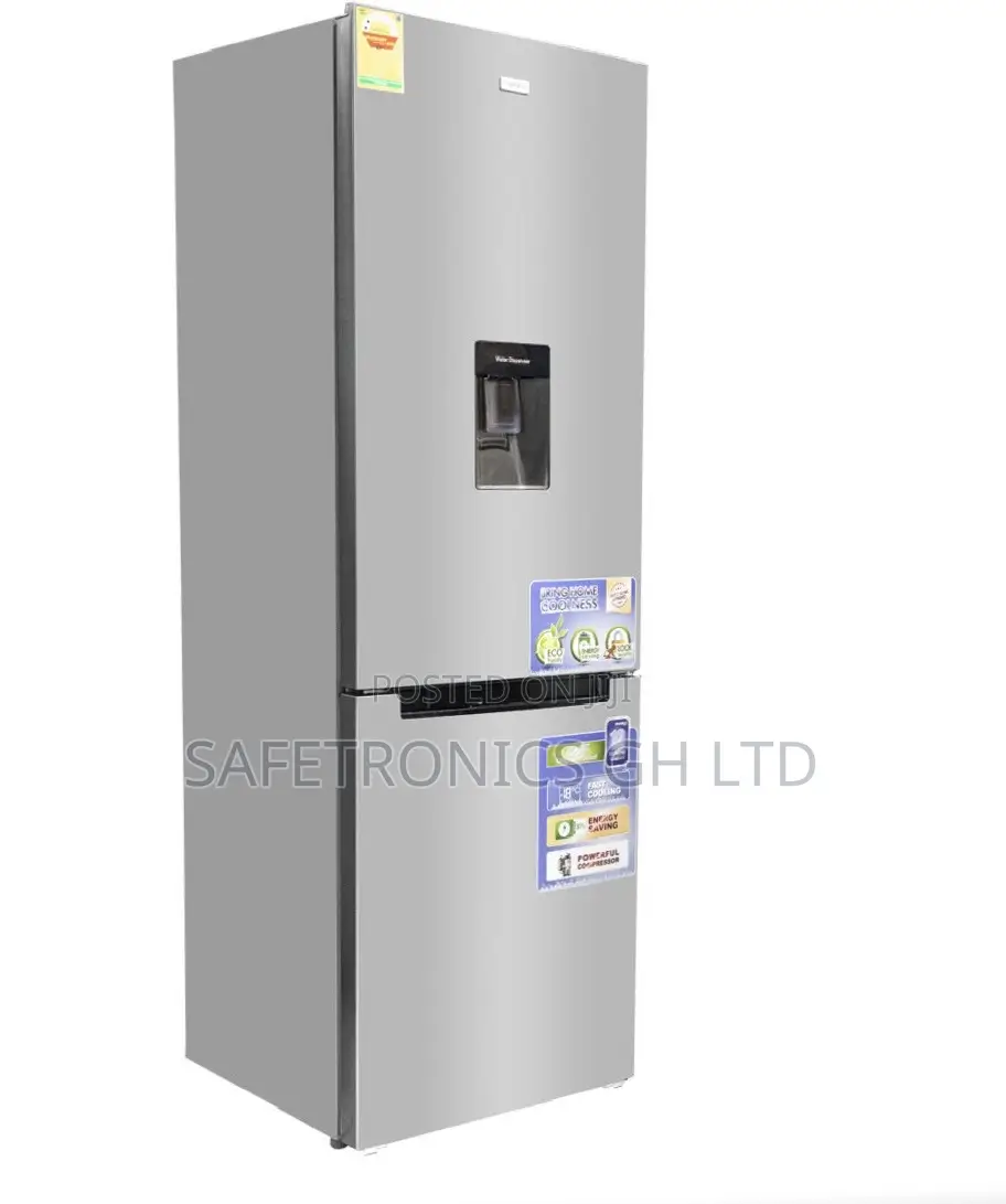 Nasco Brand New 307l Dispenser Grey 2 Doors Bottom Mount Fridge