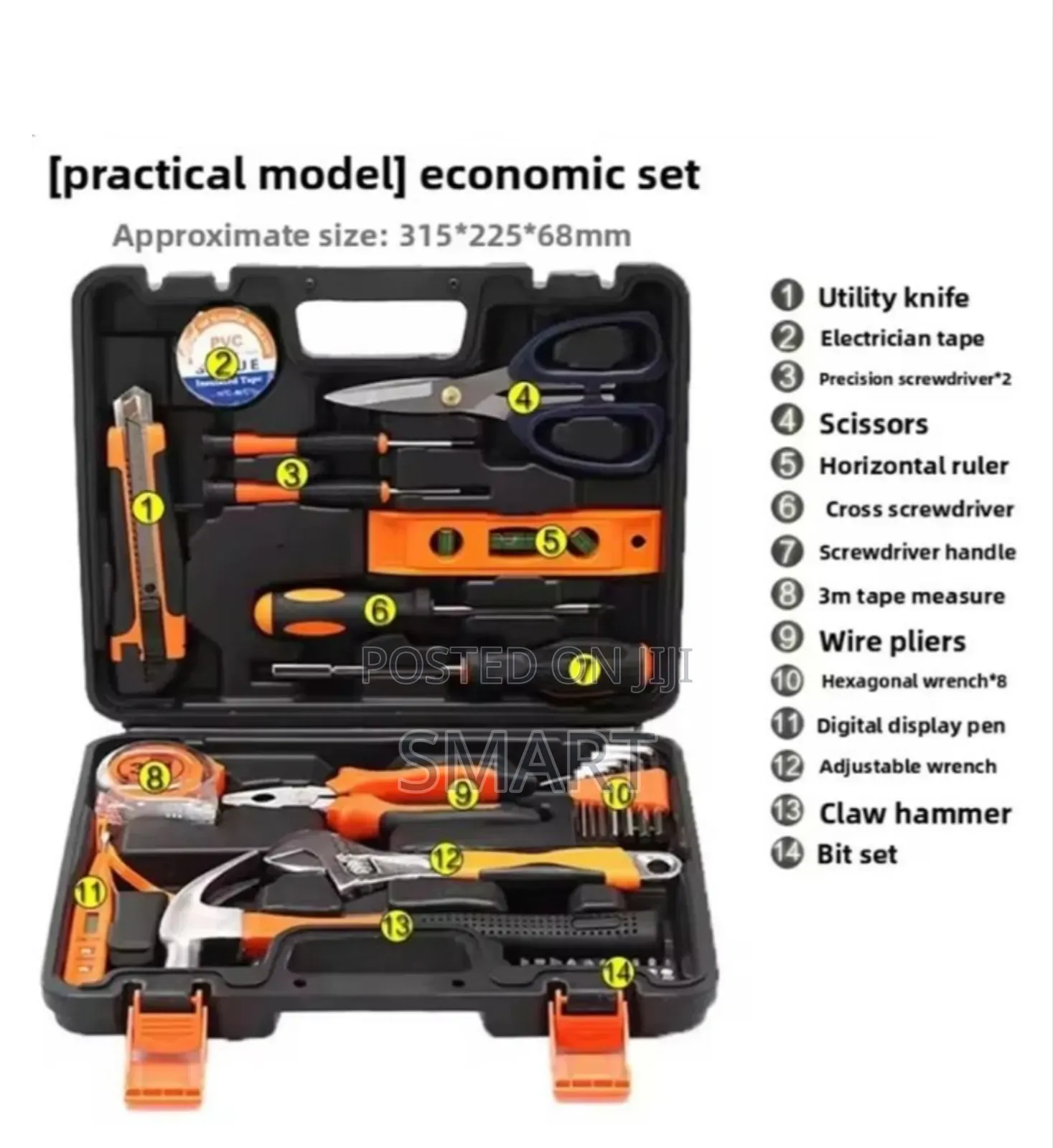 32 In 1 Hardware Tools Set - Complete Basic Repair Tool Kit. Orange