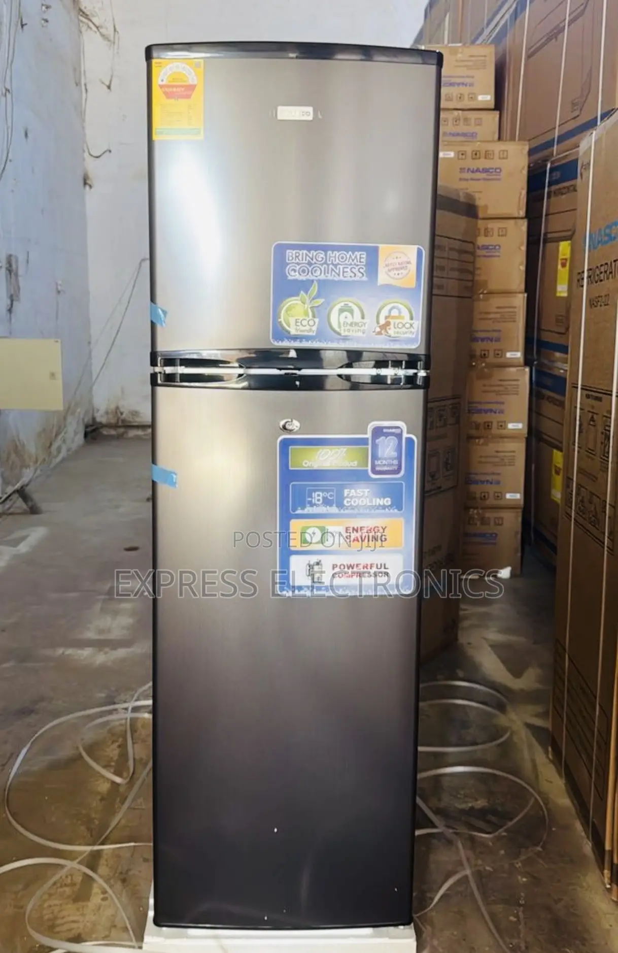 Available Now at Store Nasco Double Door Fridge Nasf2-22 166l