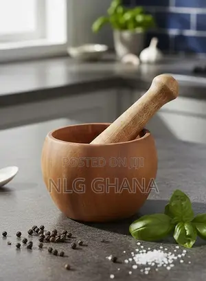 Wooden Mortar Pestle Garlic Masher Hand Grinder Crusher Ntr24015