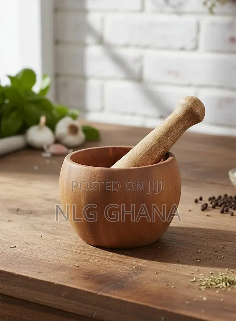 Wooden Mortar Pestle Garlic Masher Hand Grinder Crusher Ntr24015