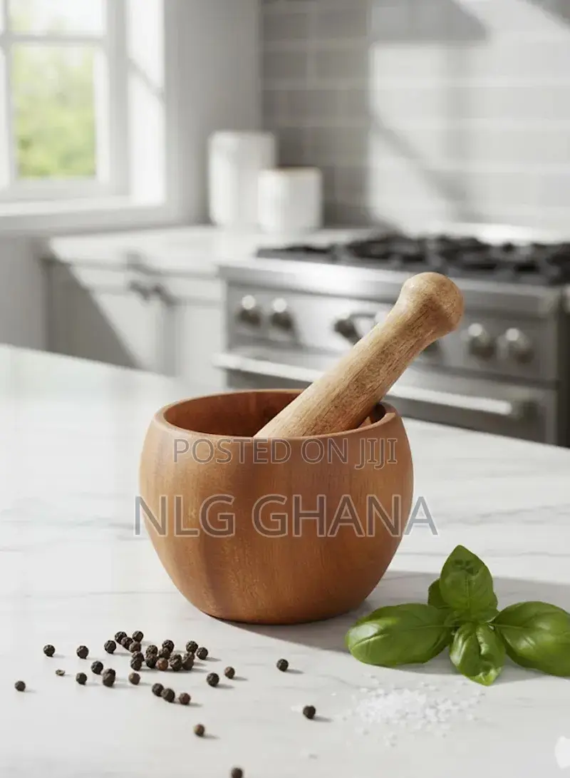 Wooden Mortar Pestle Garlic Masher Hand Grinder Crusher Ntr24015