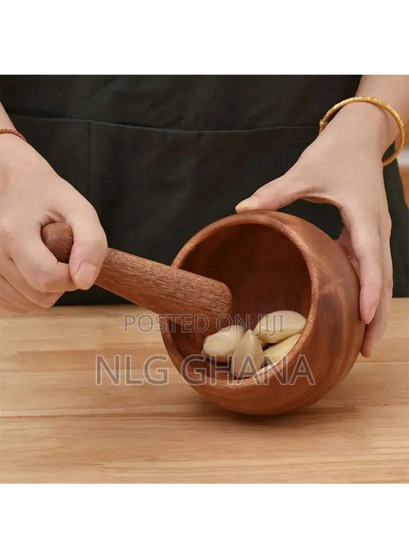 Wooden Mortar Pestle Garlic Masher Hand Grinder Crusher Ntr24015