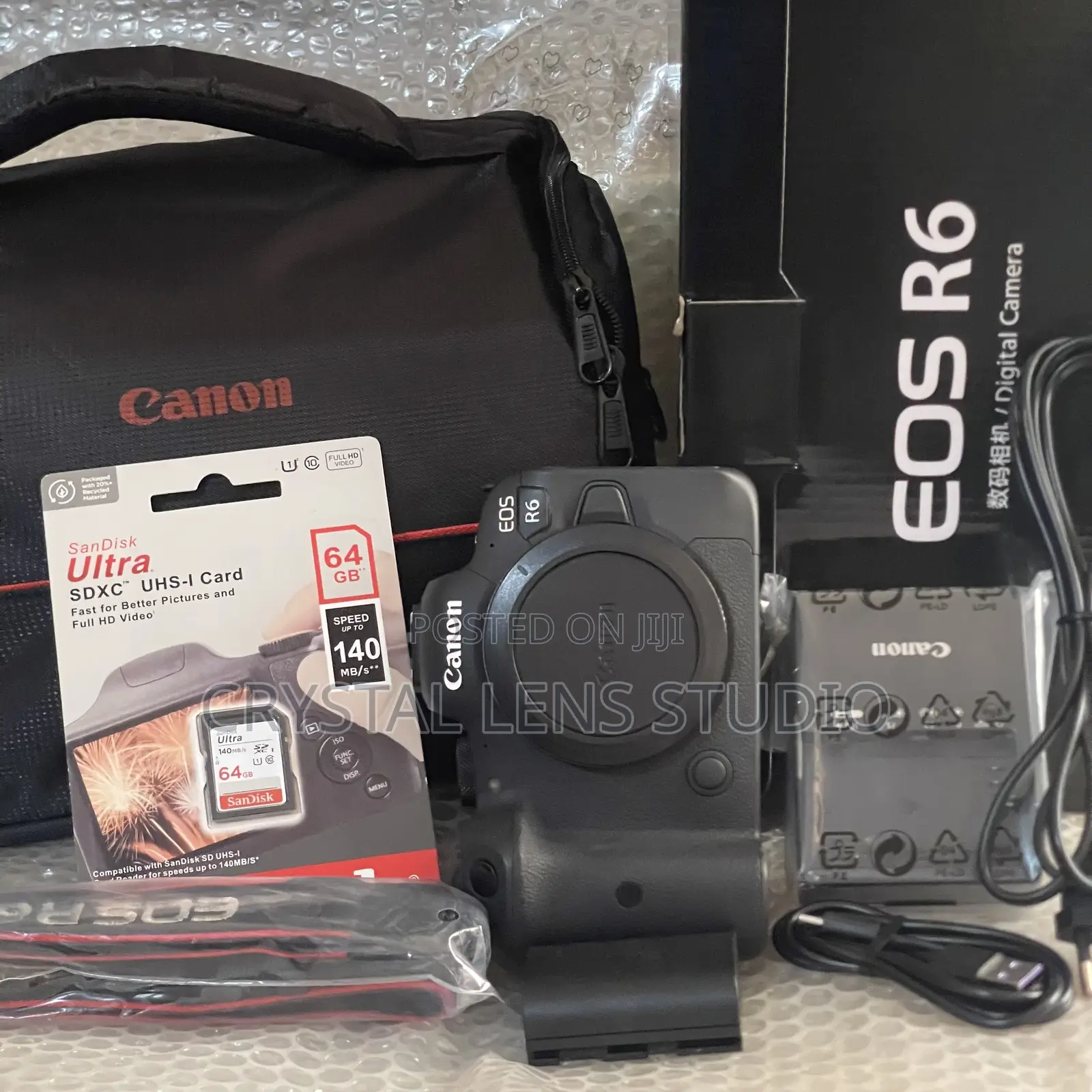 Eos R6 With Charger,Battery,Strap,Bag and Sd Card