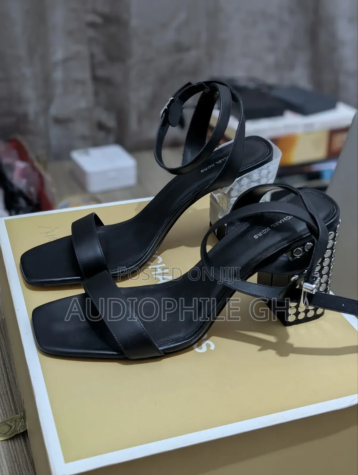Michael Kors Merriam Studded Leather Block Heel Sandal