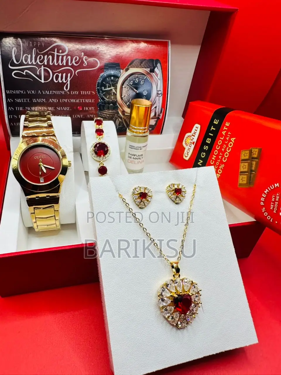 Perfect Valentine Gift for Her (Jewelry Set, Perfume Oil, Chocolate)