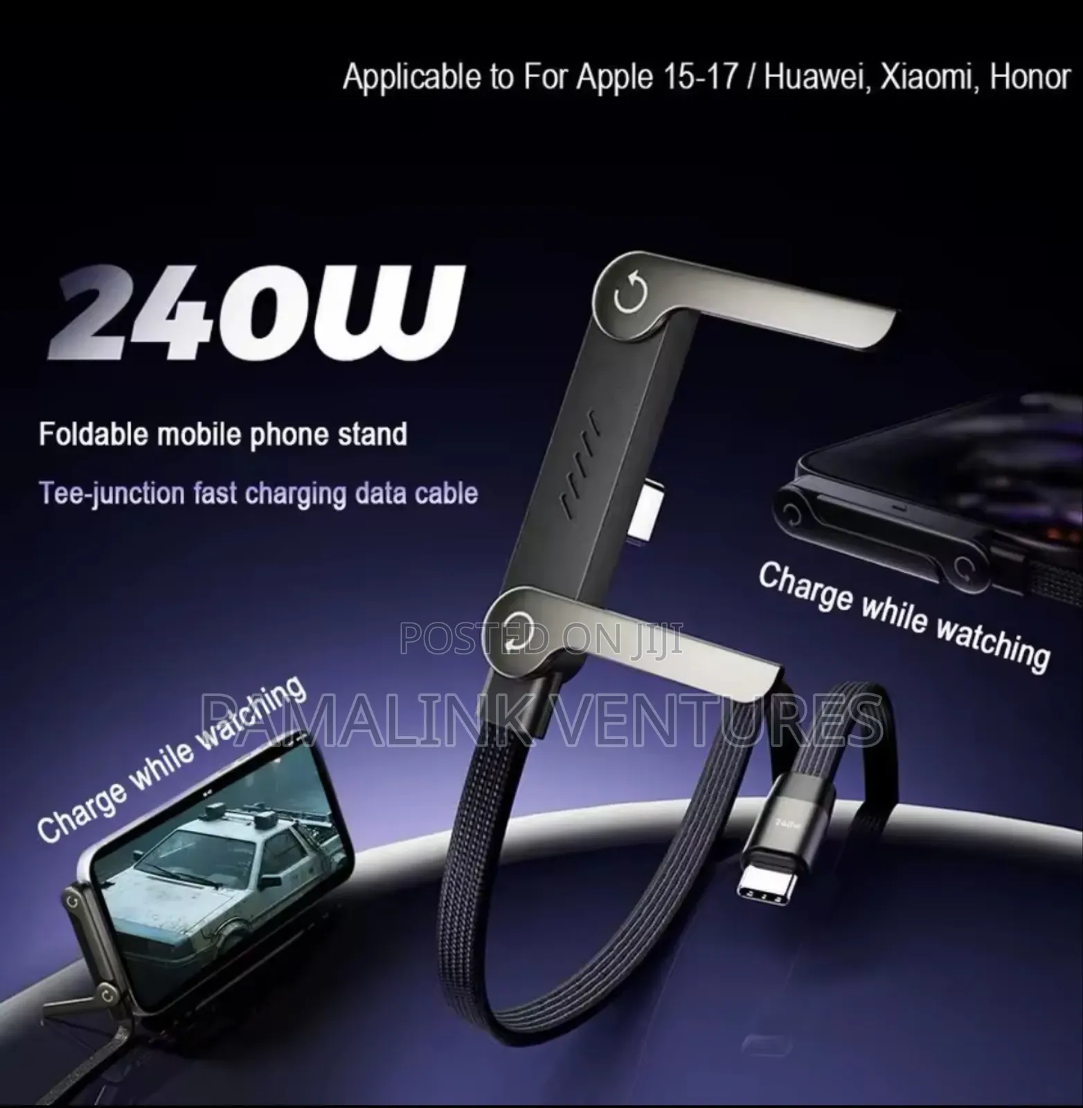 2-In1 240w Fast Charging Foldable Bracket Data Cable
