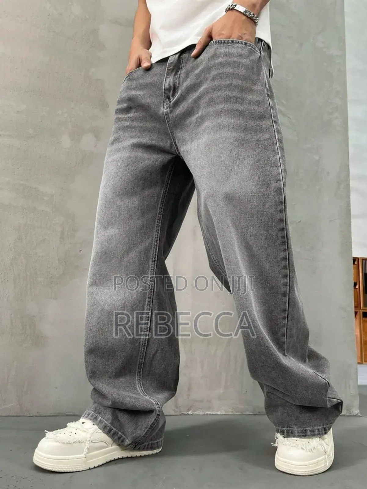 Men's Classic Jeans Denim Pants Casual Loose Fit Long Trousers