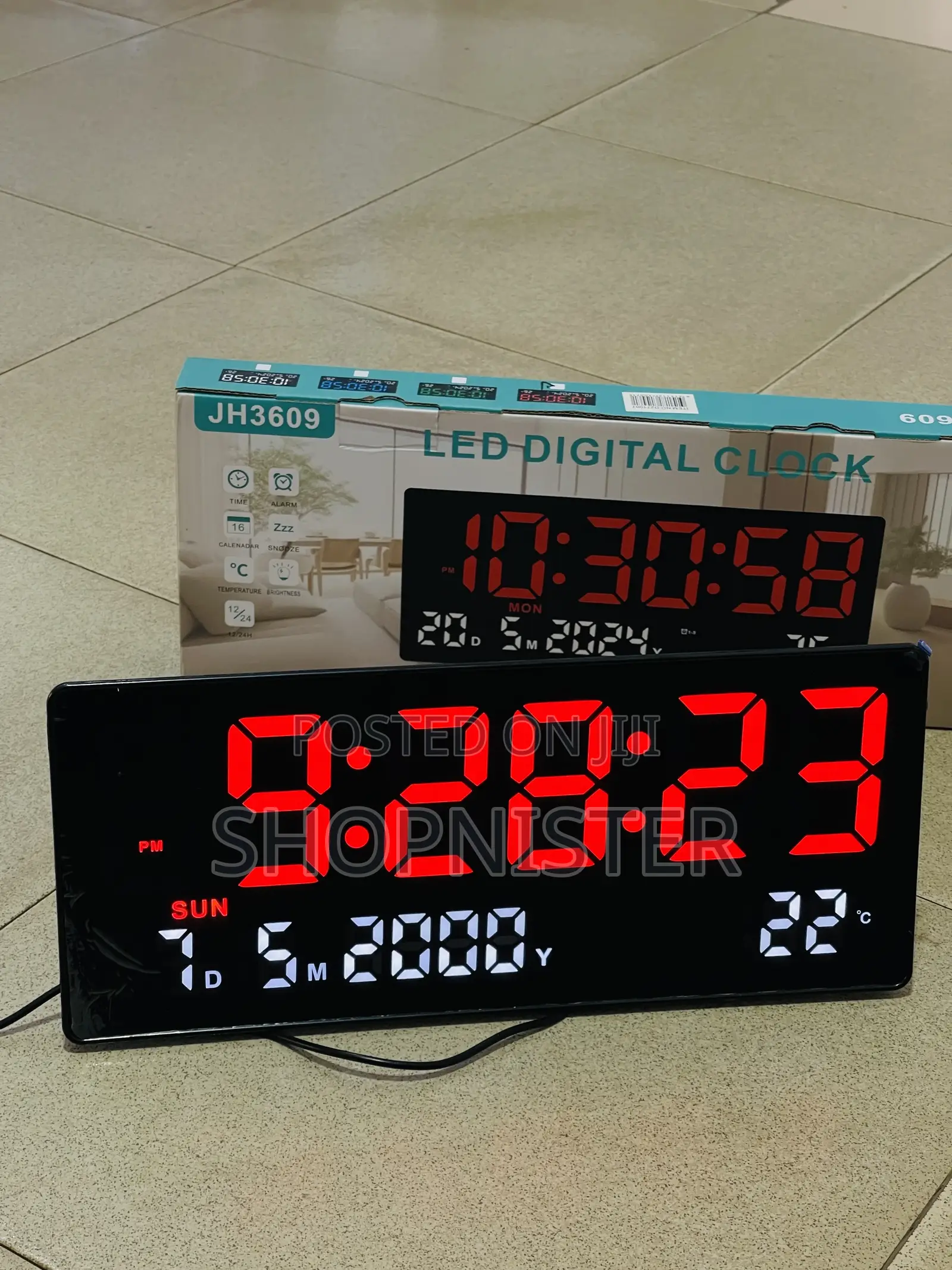 Digital Wall Clock With Thermometer