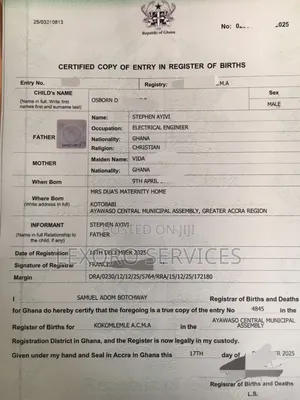 New Biometric Birth Certificate Registration