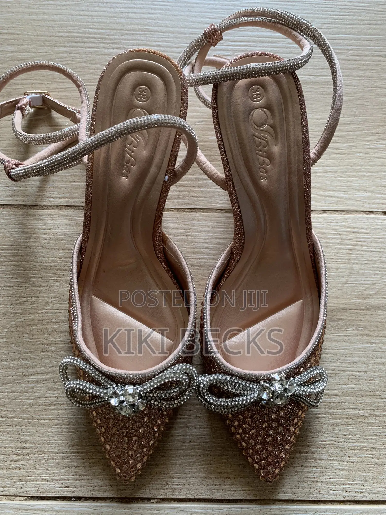 Champgne and Black Women’S Crystal Heels