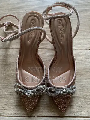 Champgne and Black Women’S Crystal Heels