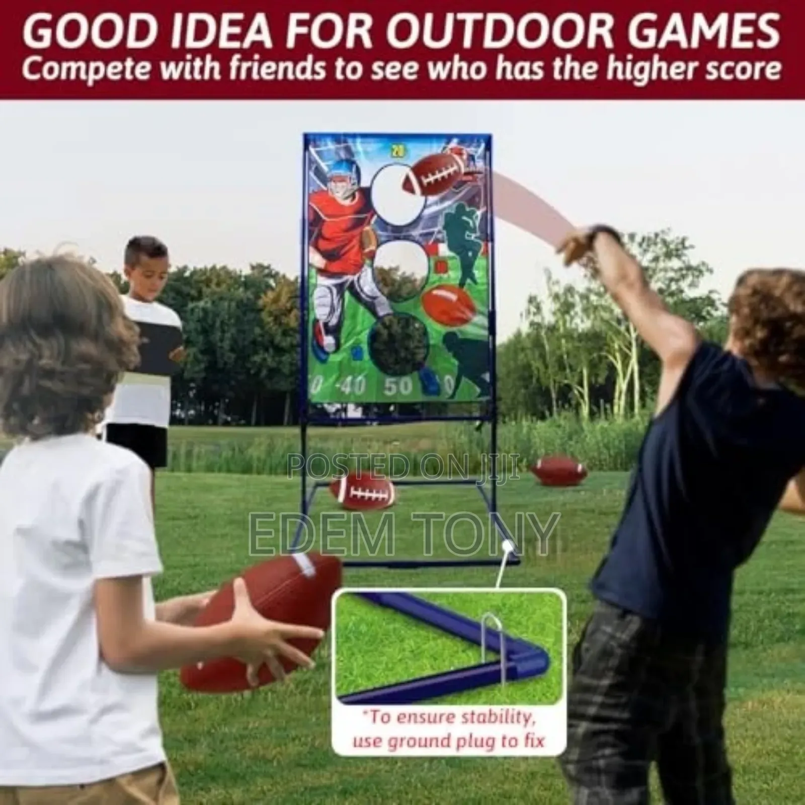 Football Toss Game With 4 Inflatable Balls, Throwing Target Games