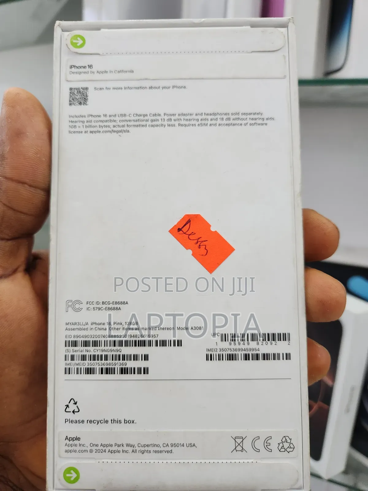 New Apple iPhone 16 128 GB Pink